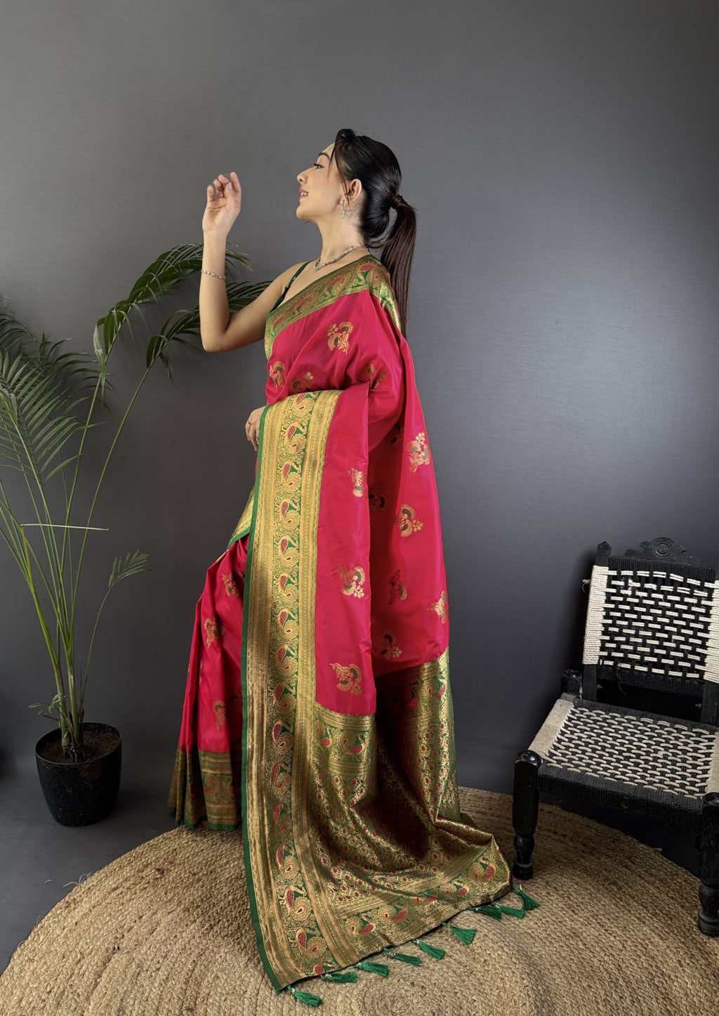 Traditional banarasi silk saree with zari weaving work