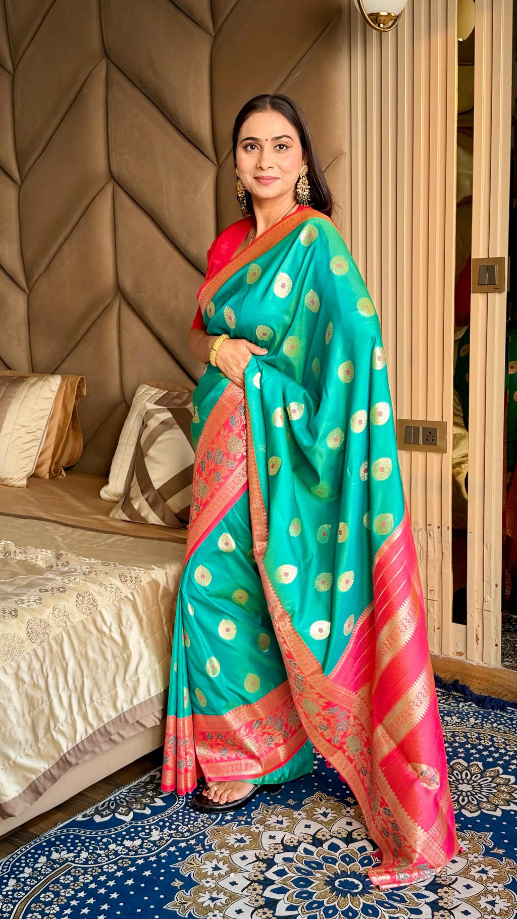 Luxurious banarasi silk saree with zari weaving work