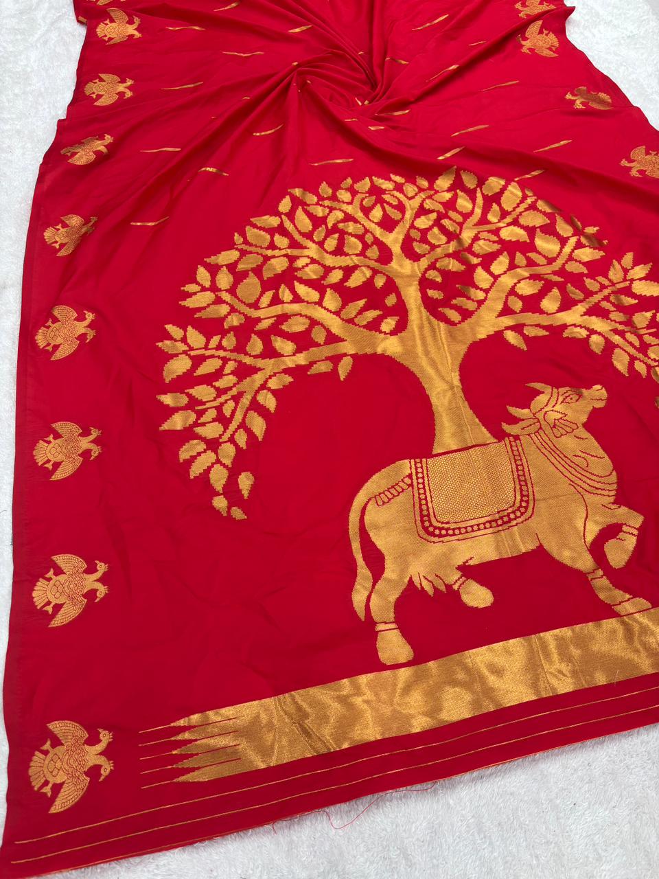 Premium soft banarasi silk saree with pichwai zari weaving work