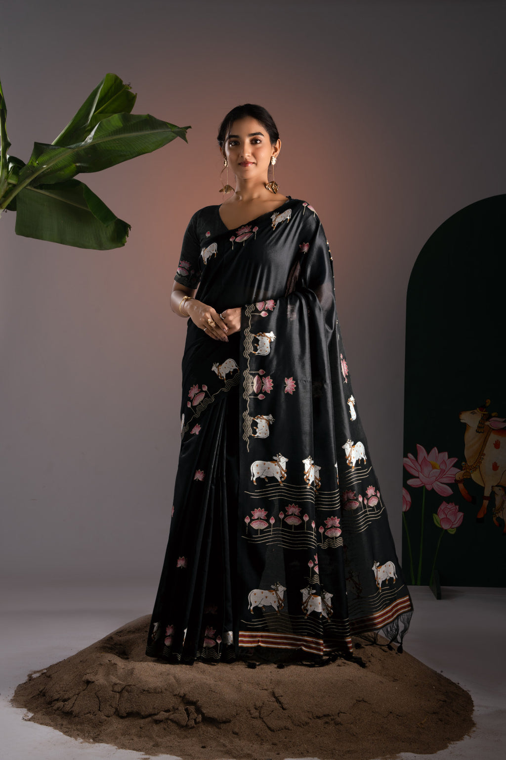 Soft Muga cotton saree with pichwai border weaving work