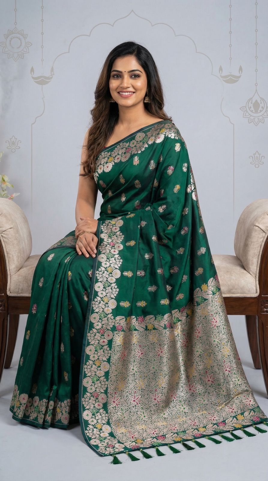 Premium banarasi silk saree with meenakari zari weaving work
