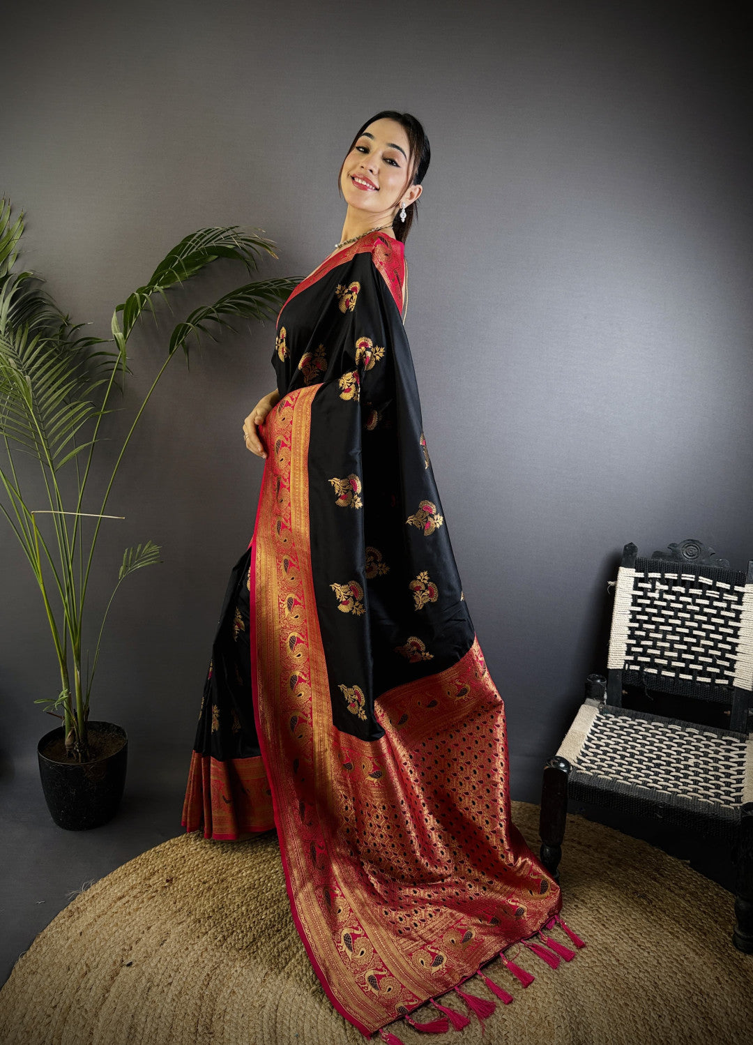 Traditional banarasi silk saree with zari weaving work