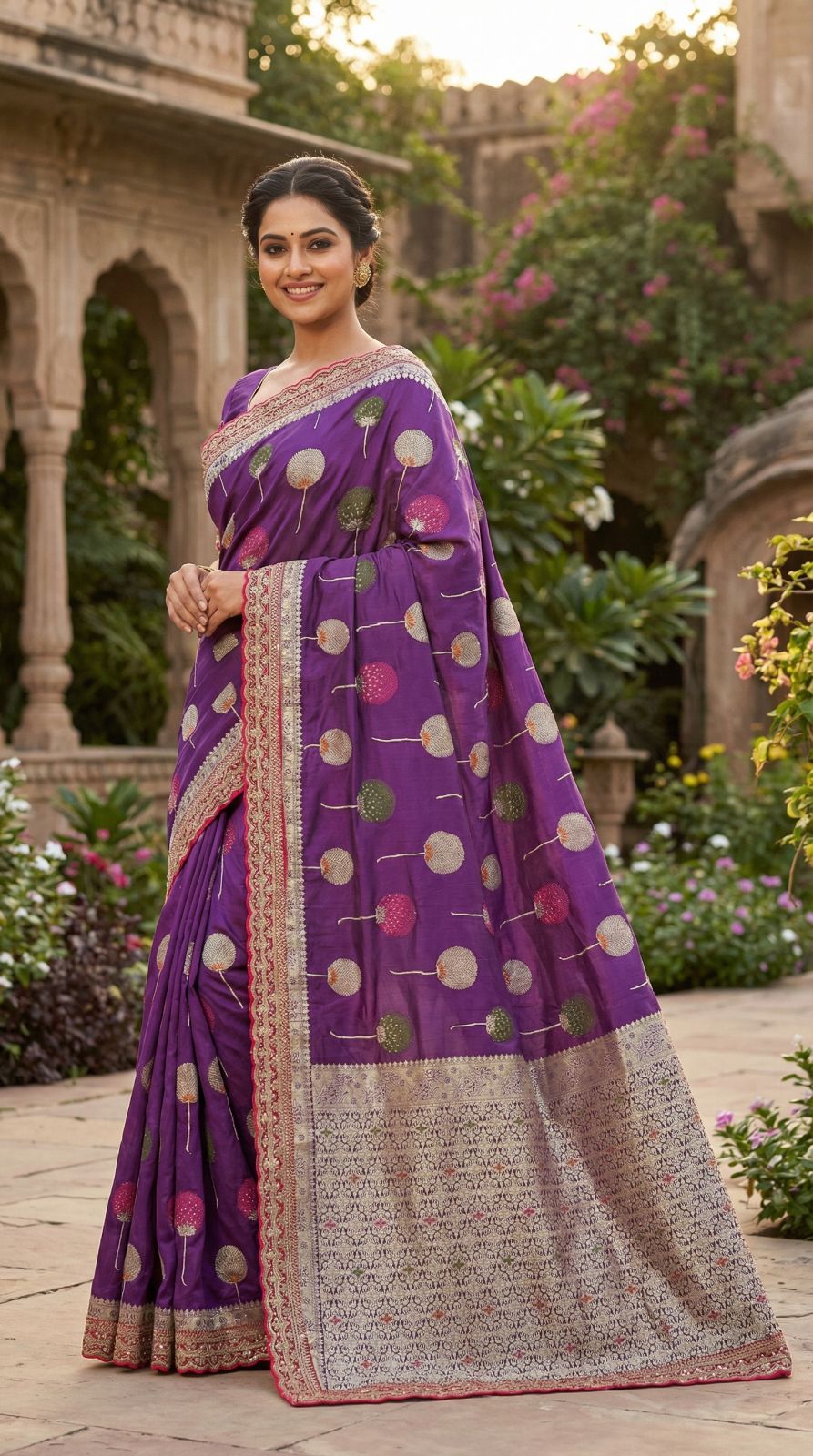 Pure khaddi georgette silk saree with coding sequence less border
