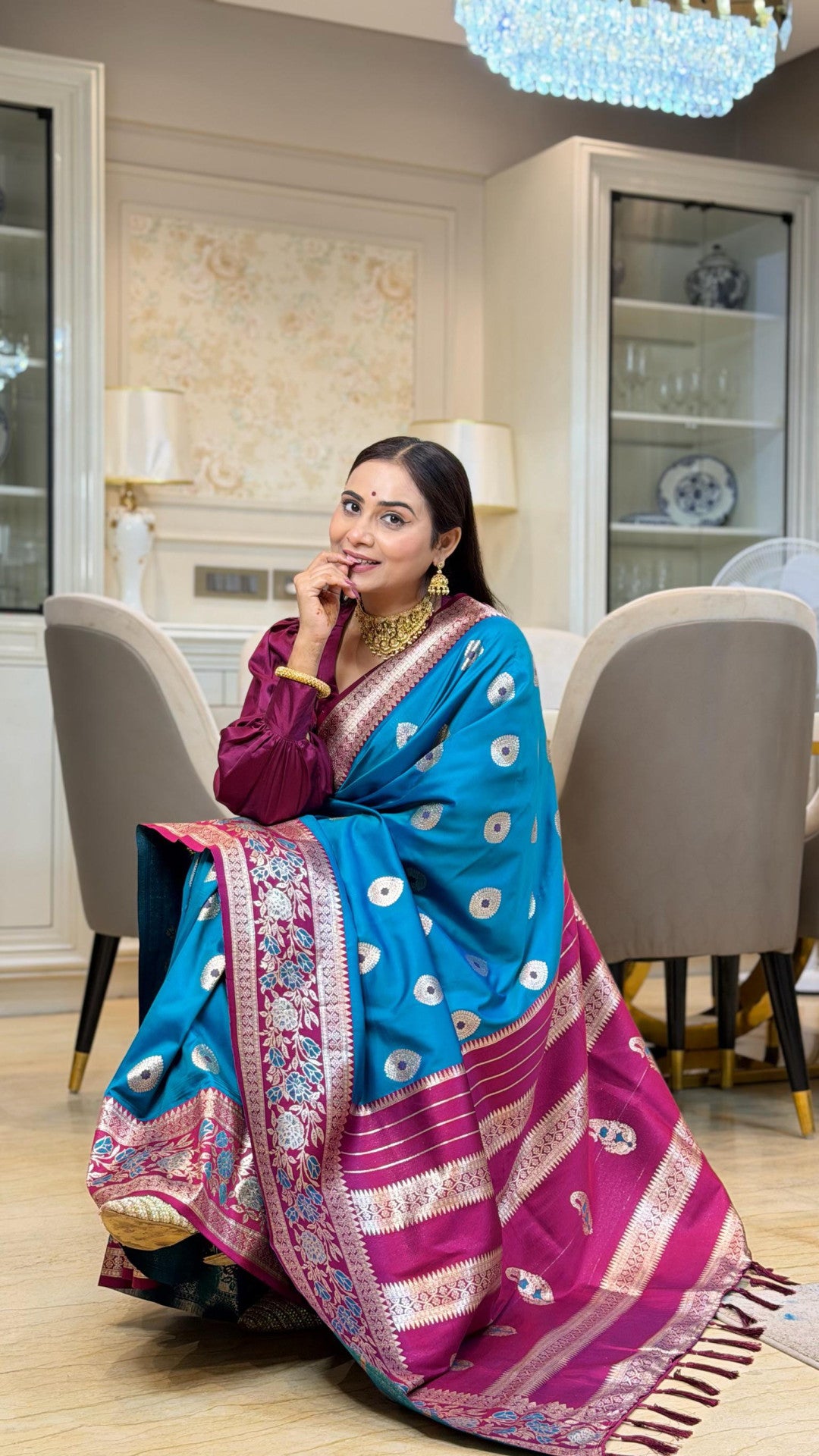 Luxurious banarasi silk saree with zari weaving work