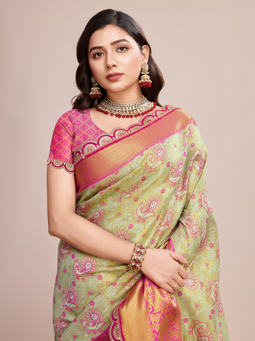 Kanjivaram silk saree with zari weaving work