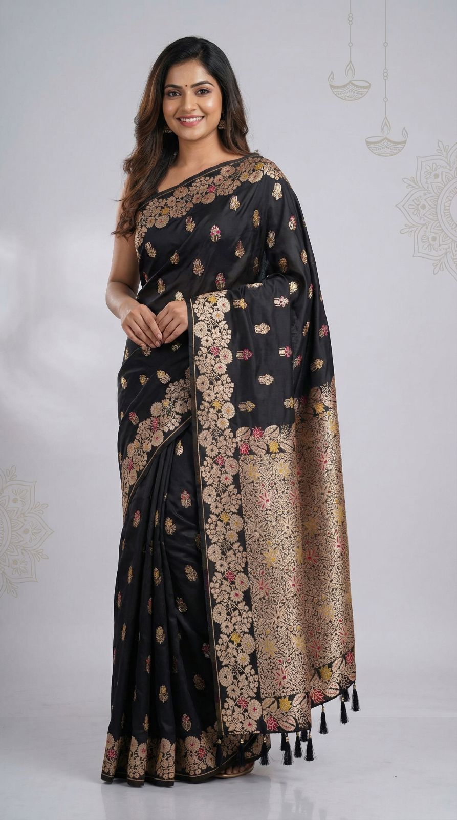Premium banarasi silk saree with meenakari zari weaving work