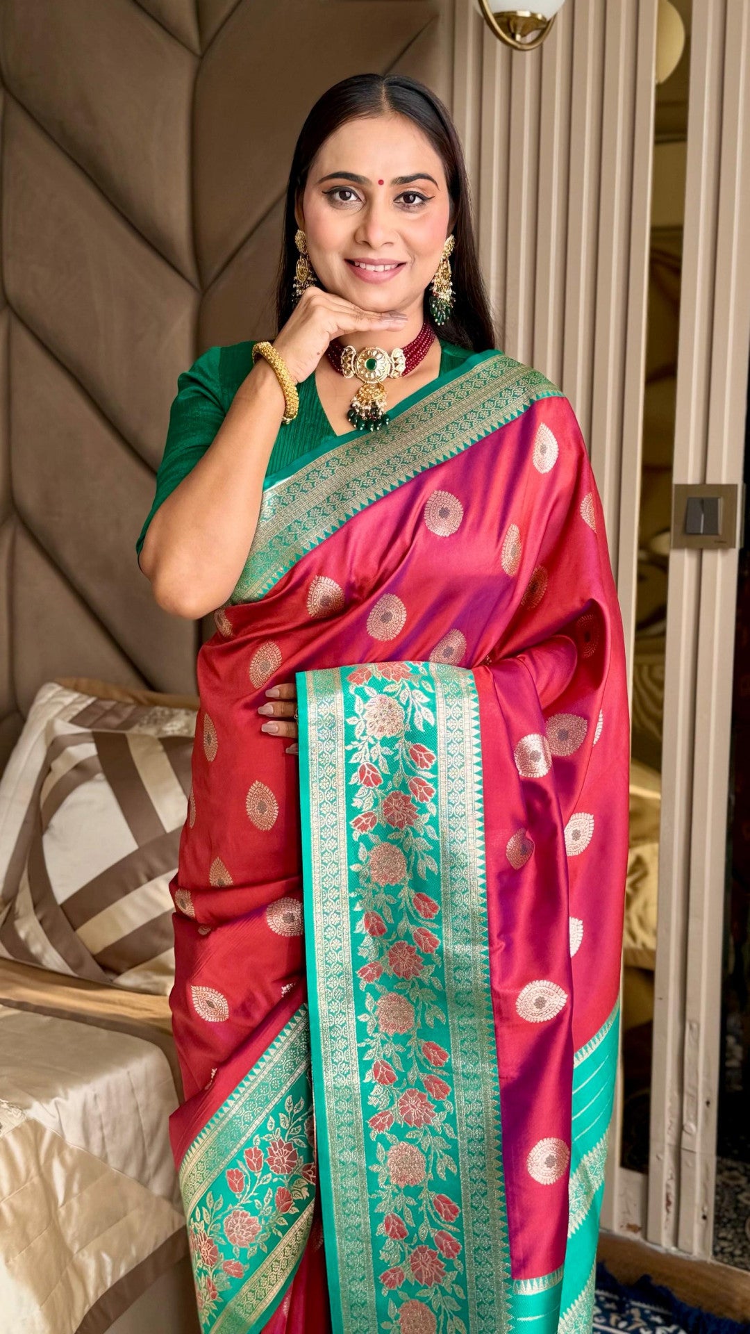 Luxurious banarasi silk saree with zari weaving work