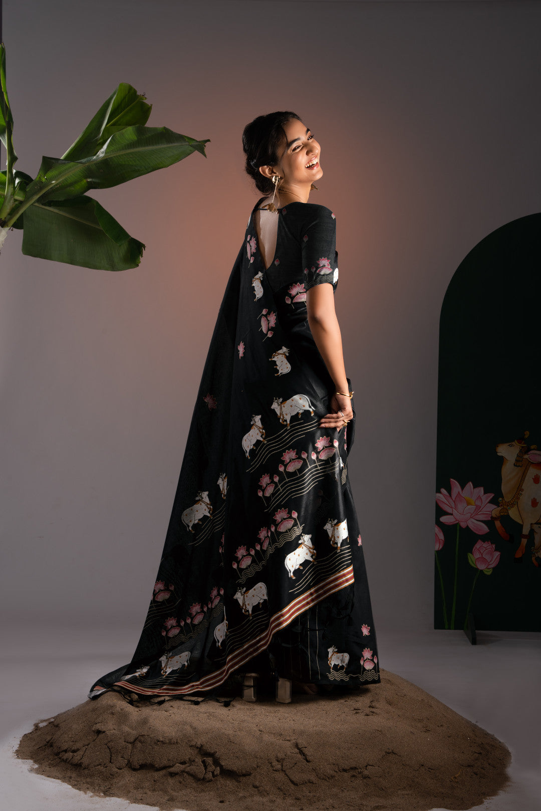 Soft Muga cotton saree with pichwai border weaving work
