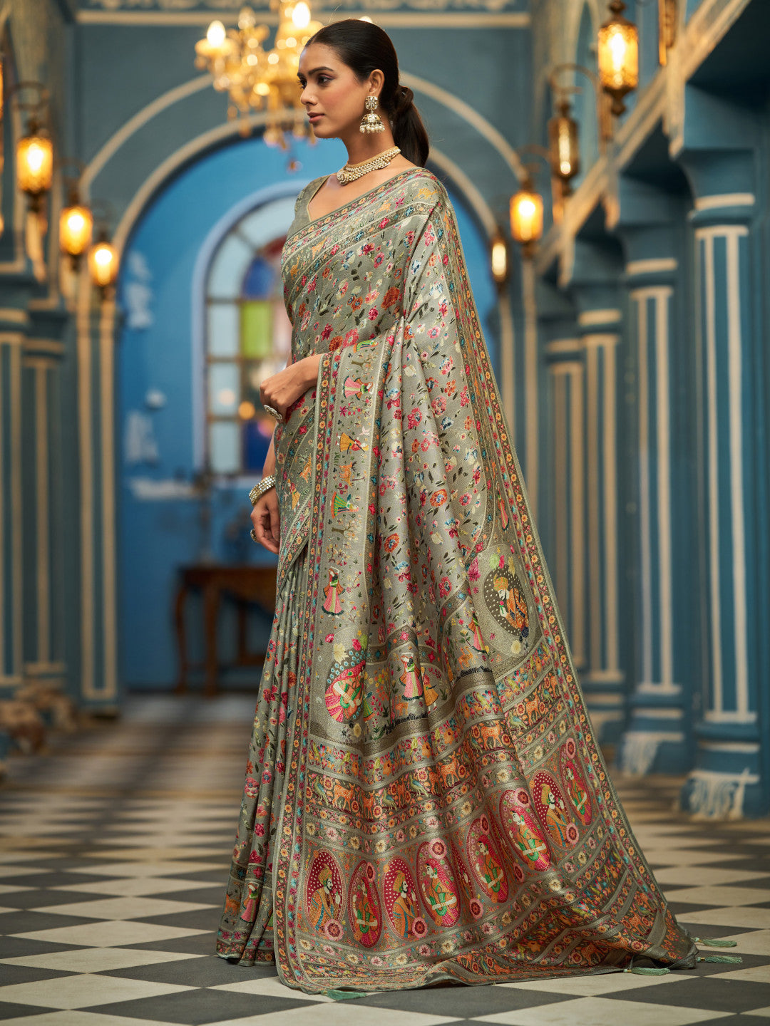 Exclusive pure pashmina silk saree with woven design
