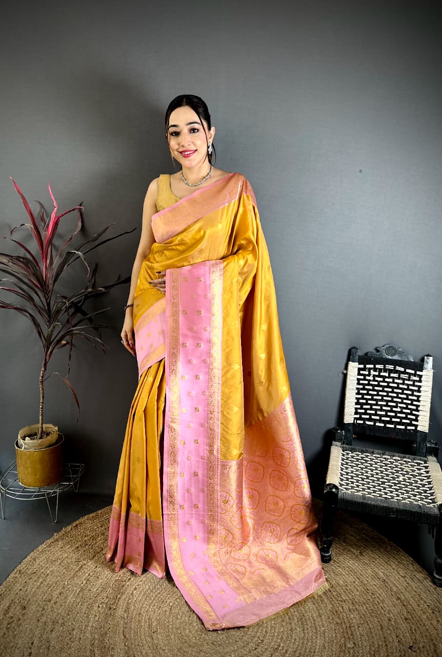 soft banarasi silk saree with zari weaving work