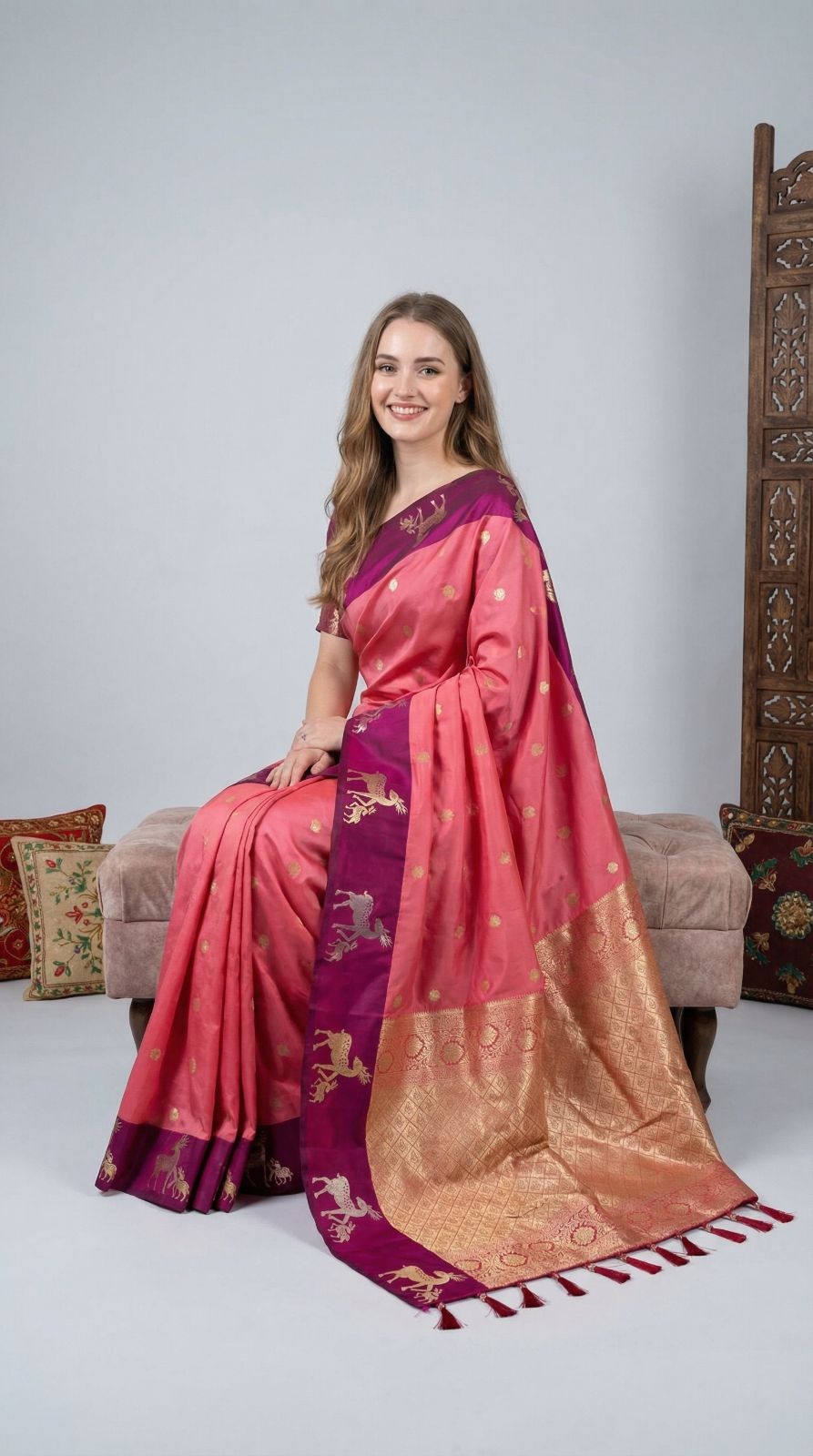 Premium banarasi soft silk saree with zari weaving work