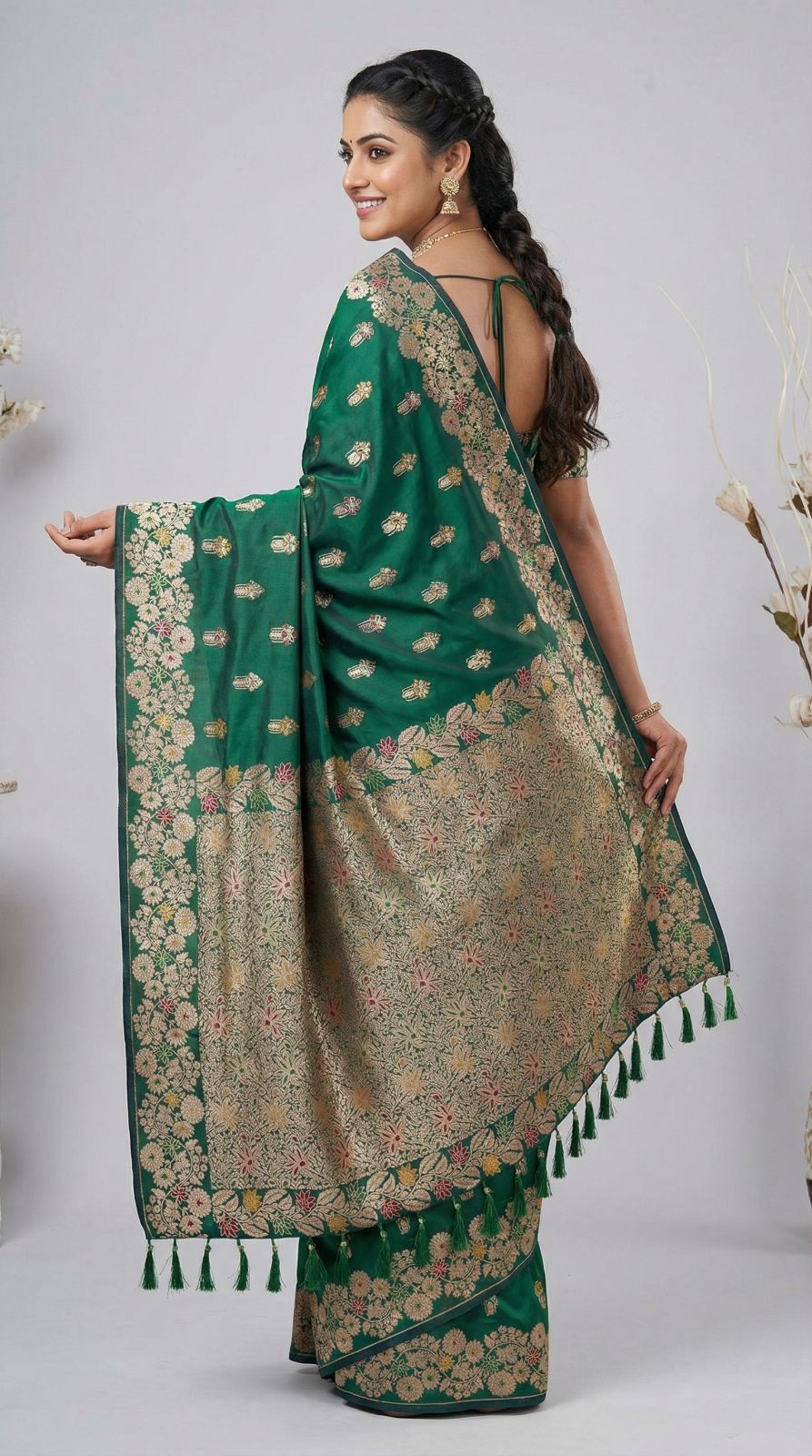 Premium banarasi silk saree with meenakari zari weaving work