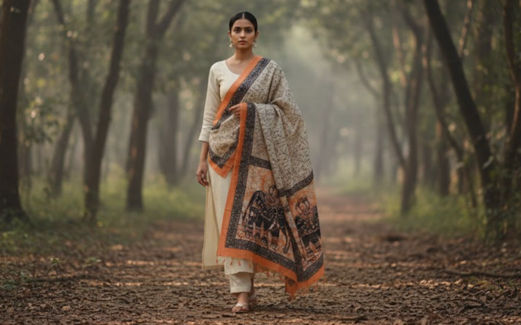 The Slow Walk — Art Silk Storytelling Dupatta