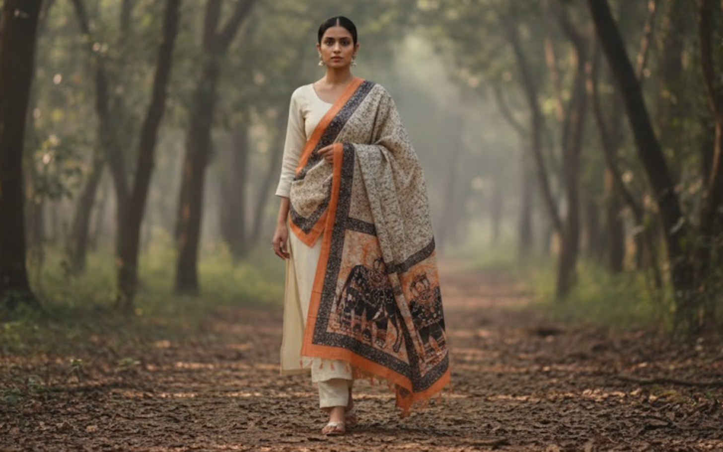 The Slow Walk — Art Silk Storytelling Dupatta