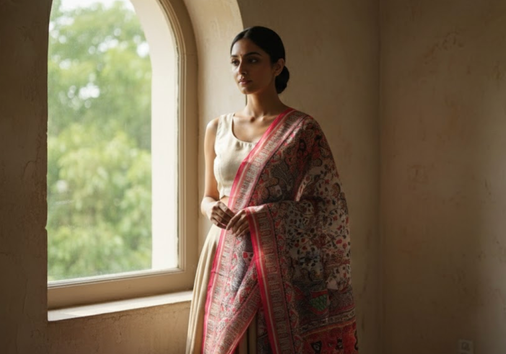 Madhubani Confluence - Art Silk Dupatta