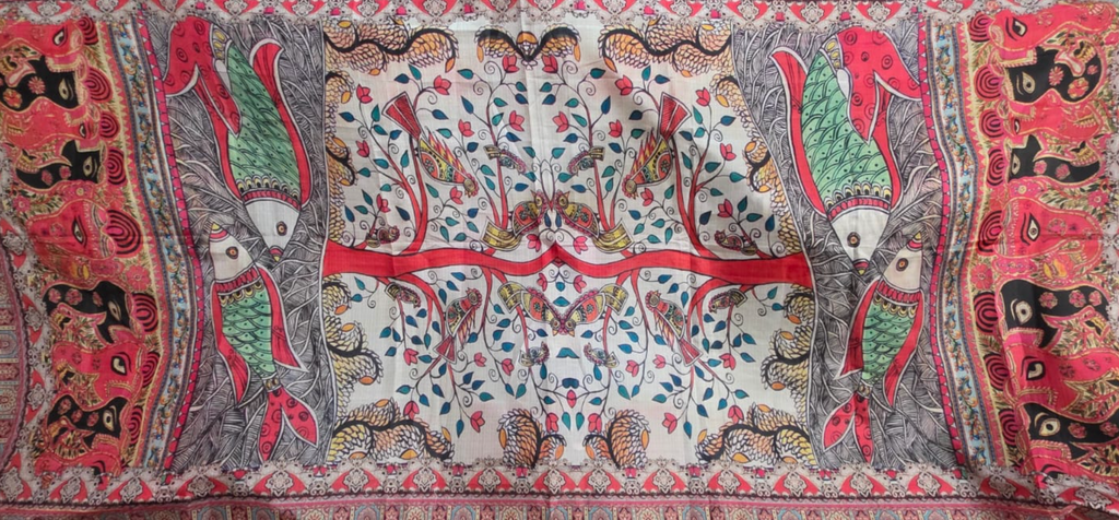 Madhubani Confluence - Art Silk Dupatta