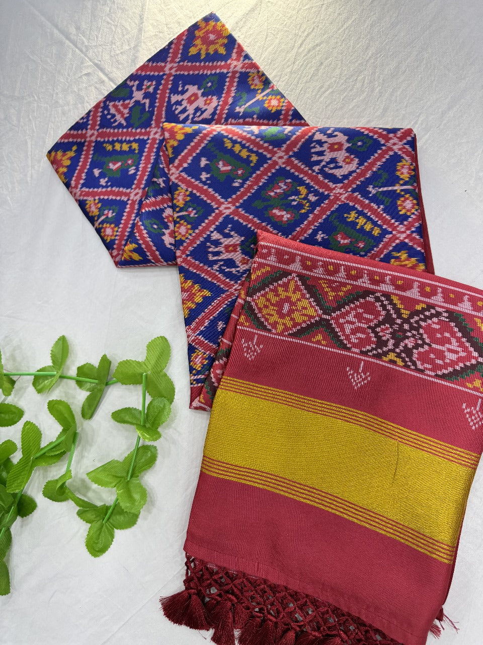 Patola silk saree with double ikkat printed work