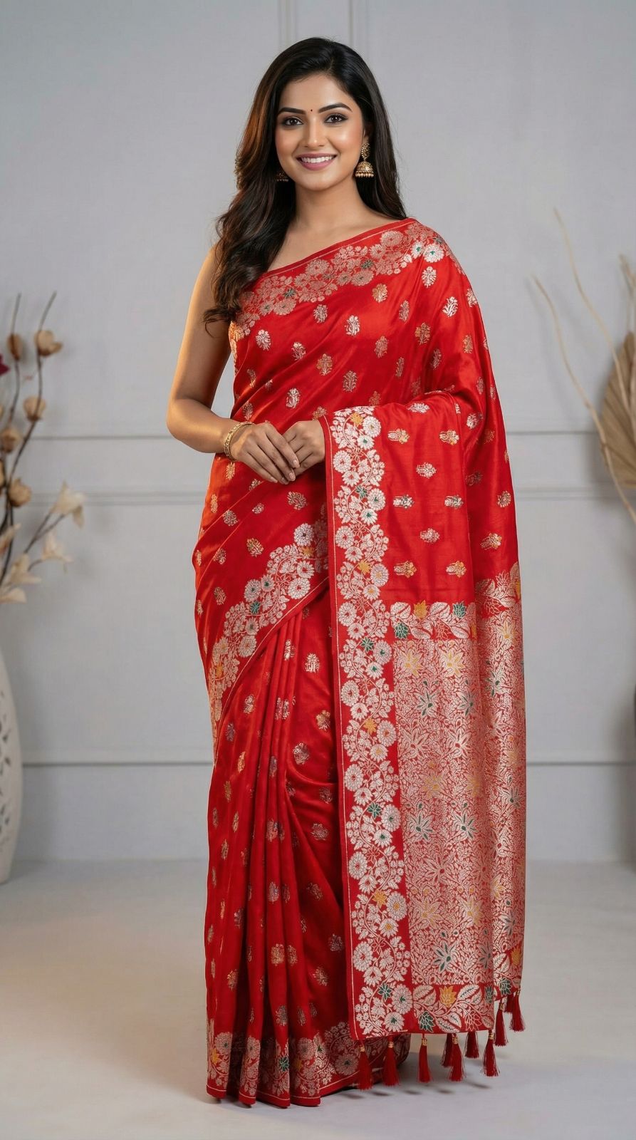 Premium banarasi silk saree with meenakari zari weaving work