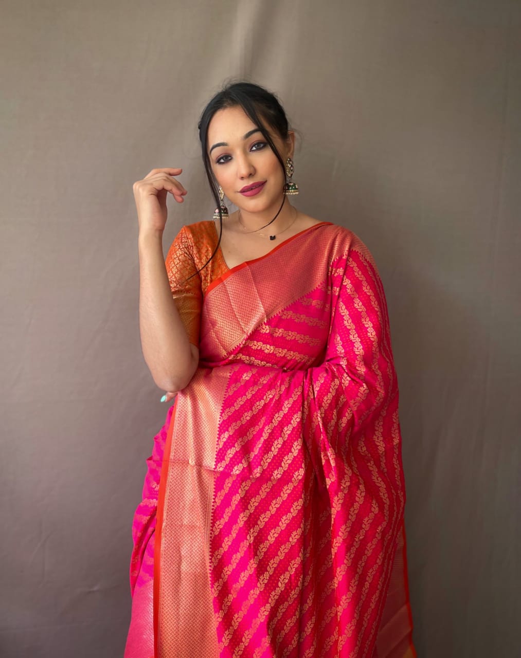 Kanchipuram silk saree with zari woven work