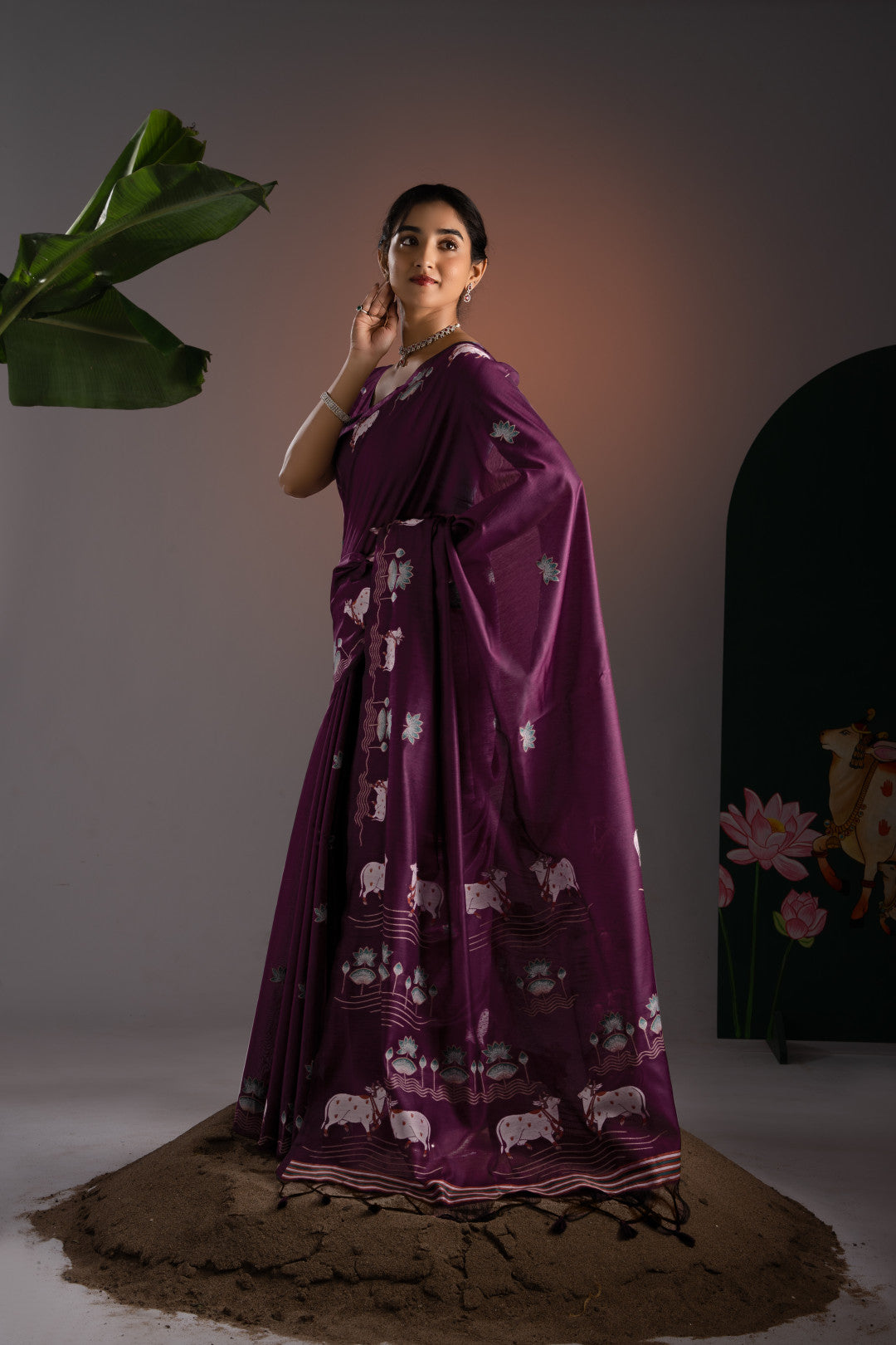 Soft Muga cotton saree with pichwai border weaving work