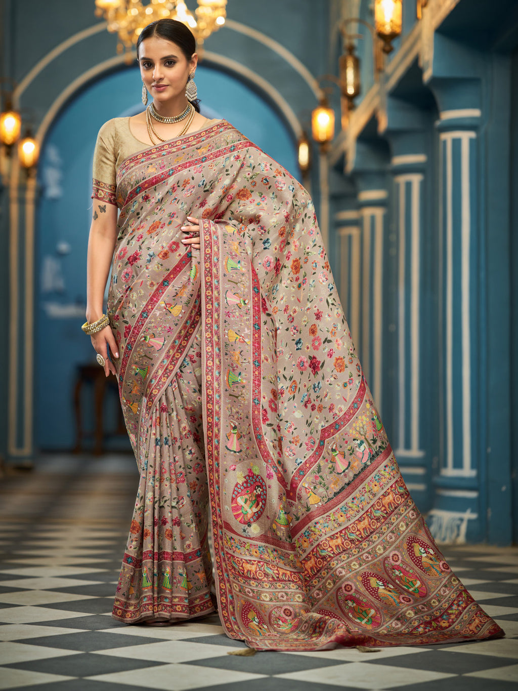 Exclusive pure pashmina silk saree with woven design