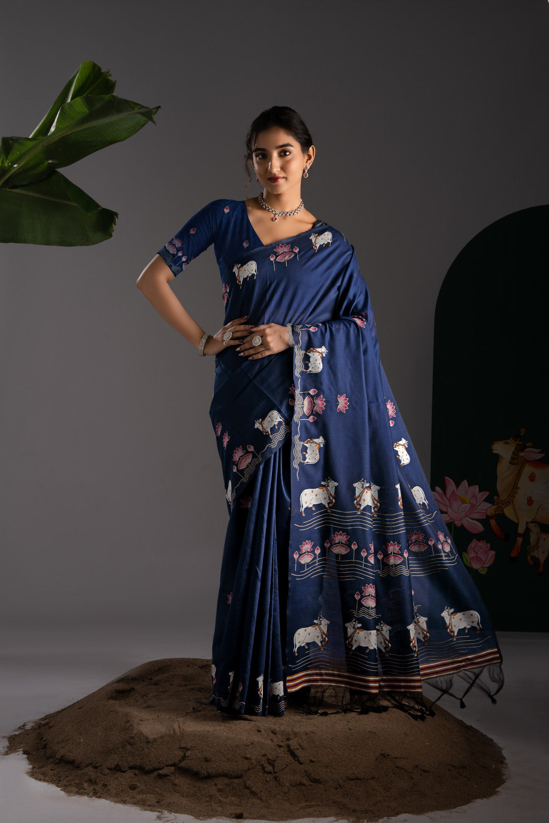 Soft Muga cotton saree with pichwai border weaving work