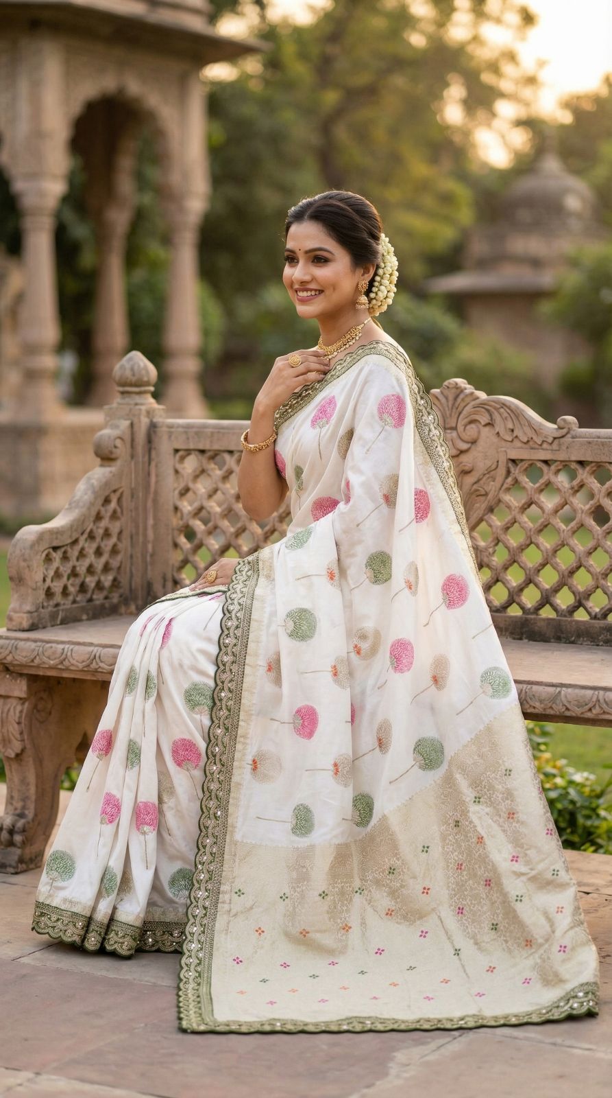 Pure khaddi georgette silk saree with coding sequence less border