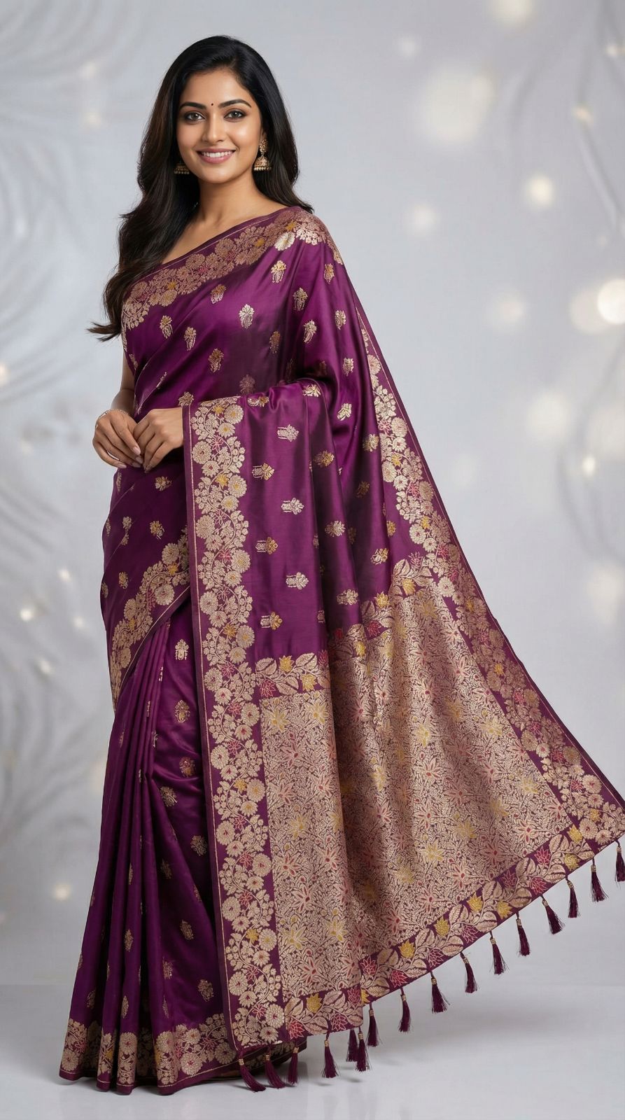 Premium banarasi silk saree with meenakari zari weaving work