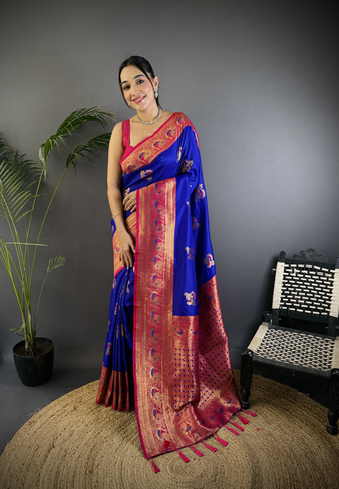Traditional banarasi silk saree with zari weaving work