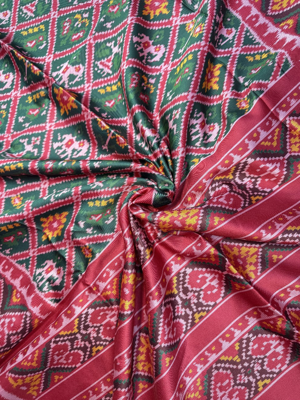 Patola silk saree with double ikkat printed work