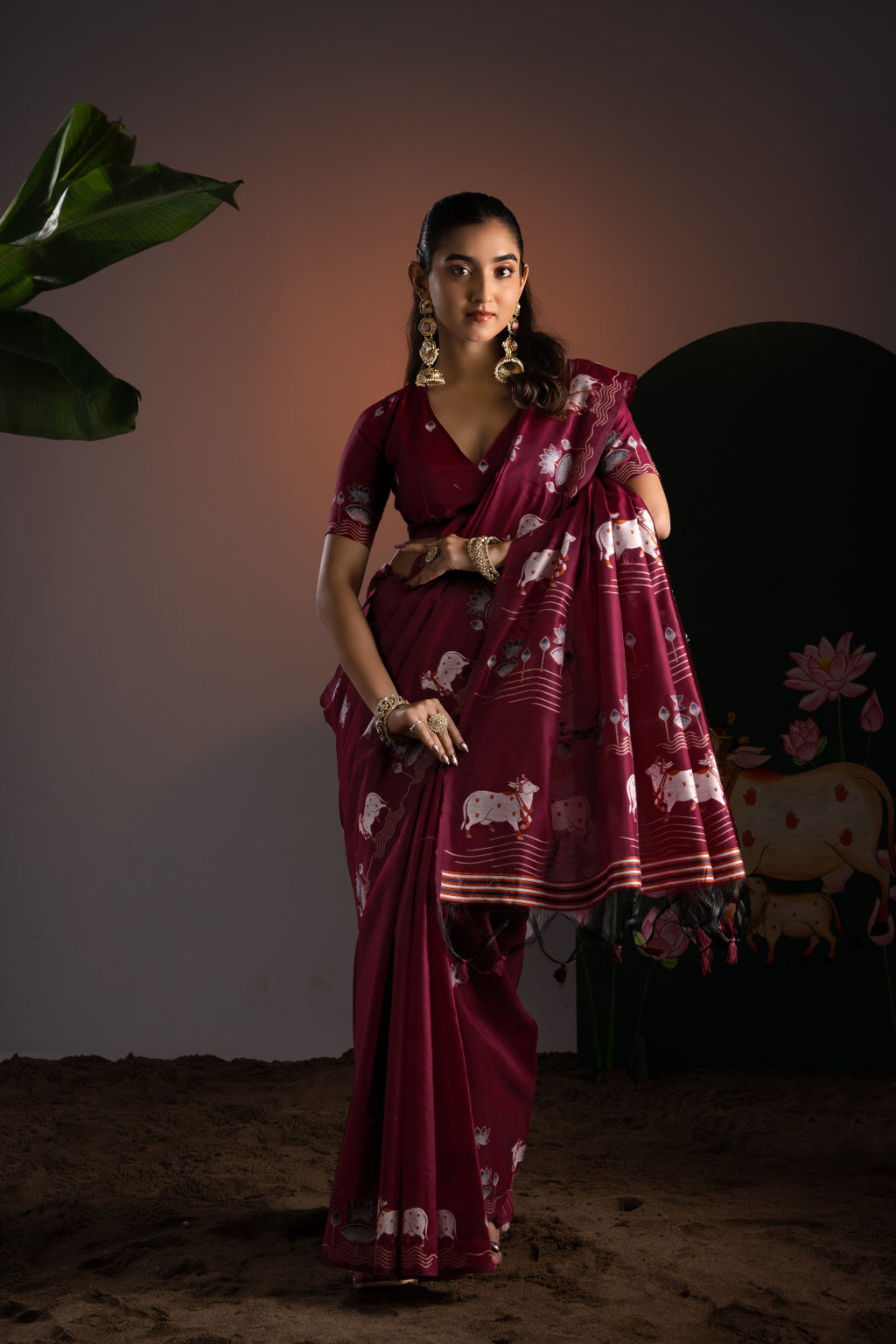 Soft Muga cotton saree with pichwai border weaving work