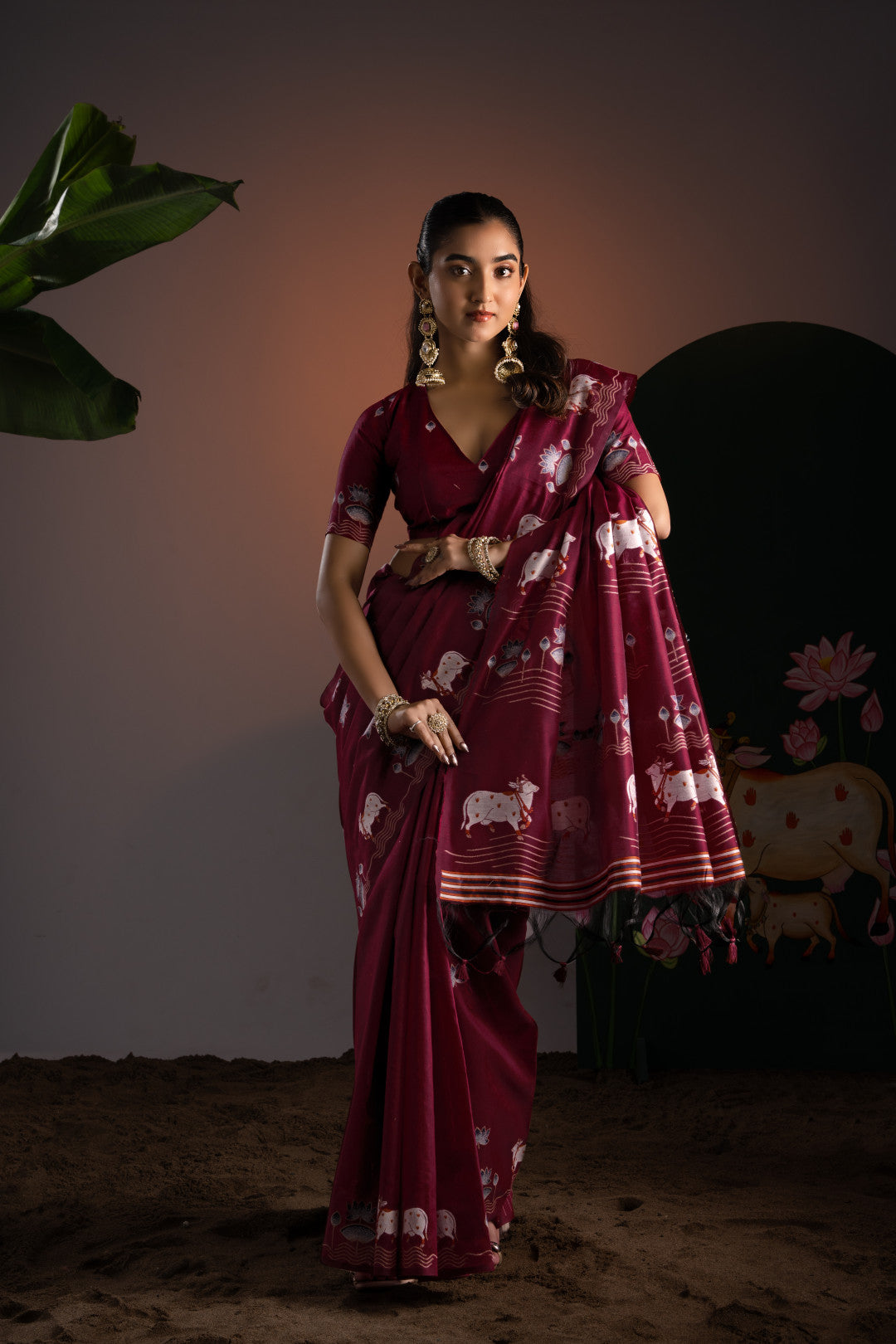 Soft Muga cotton saree with pichwai border weaving work