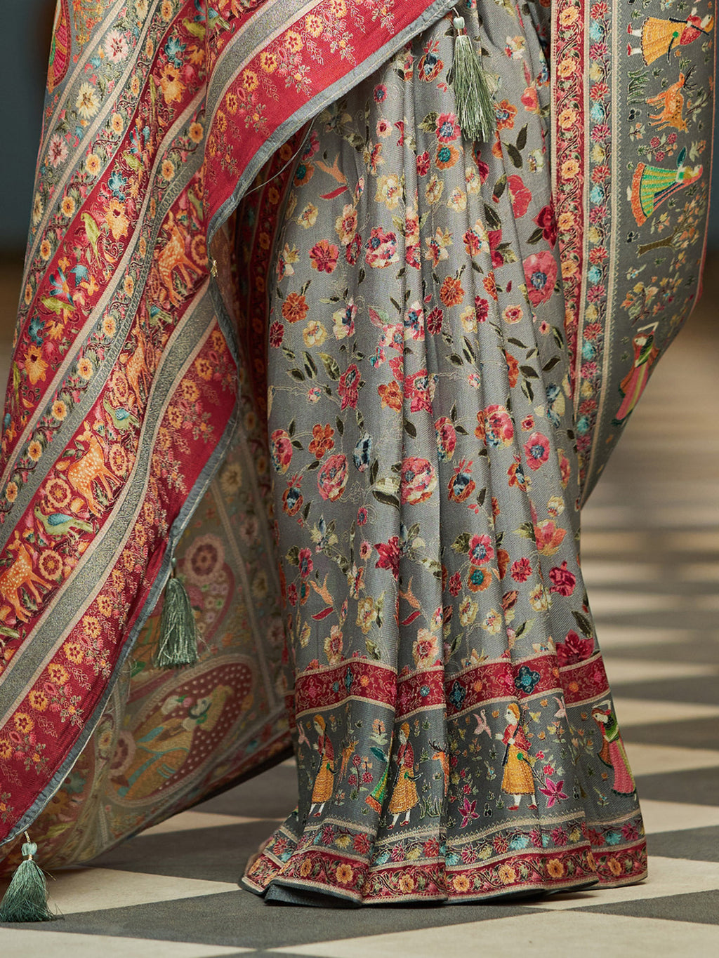 Exclusive pure pashmina silk saree with woven design