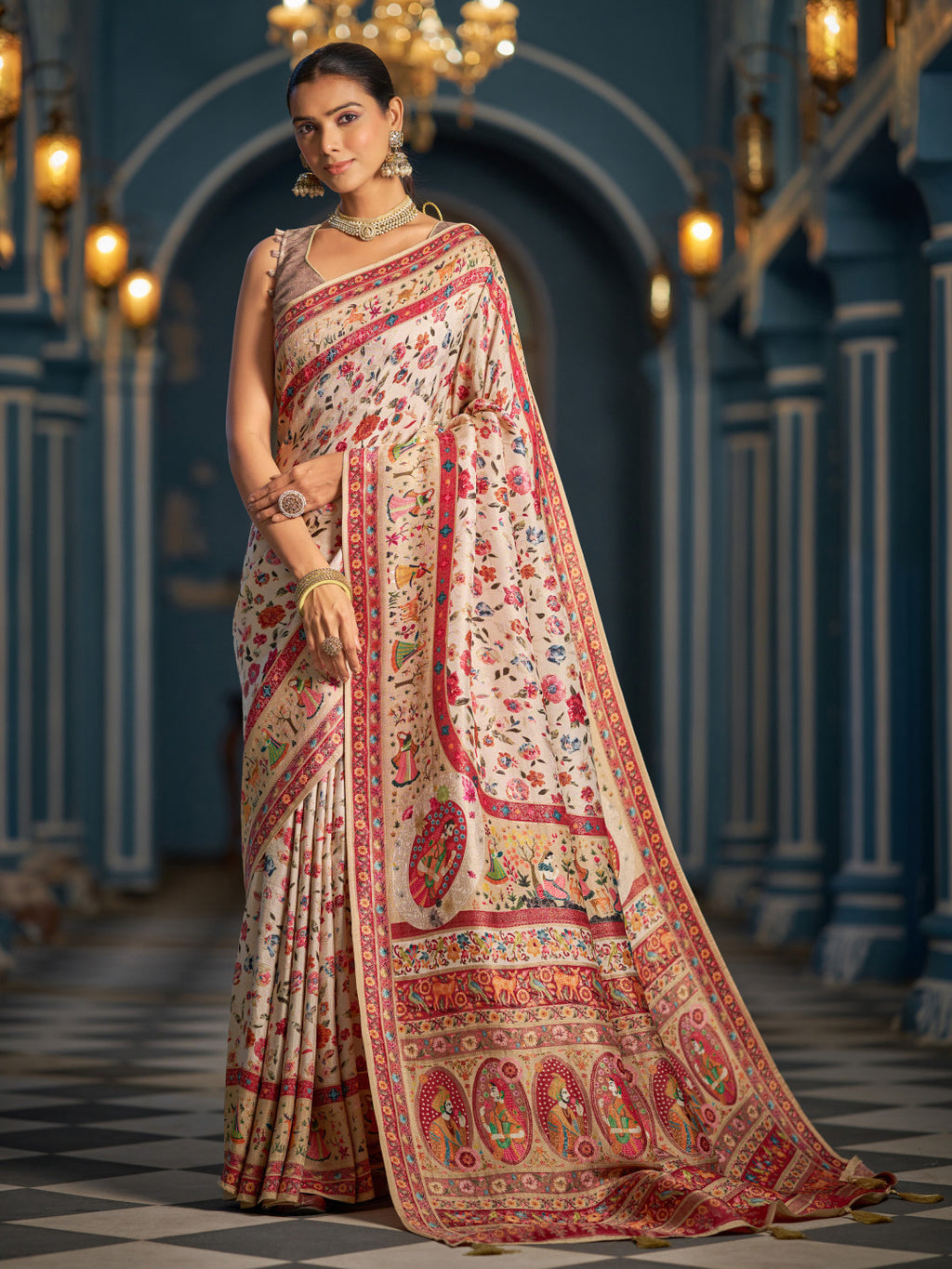 Exclusive pure pashmina silk saree with woven design