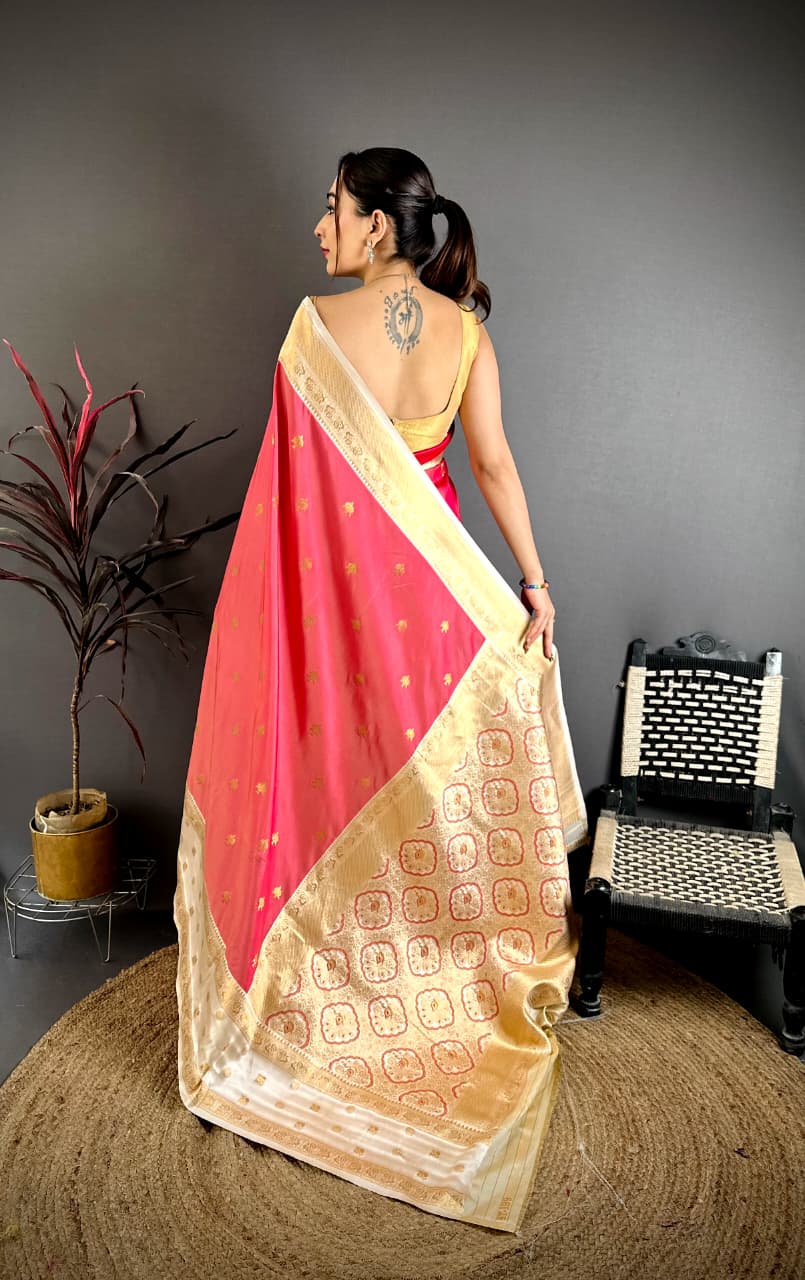 soft banarasi silk saree with zari weaving work