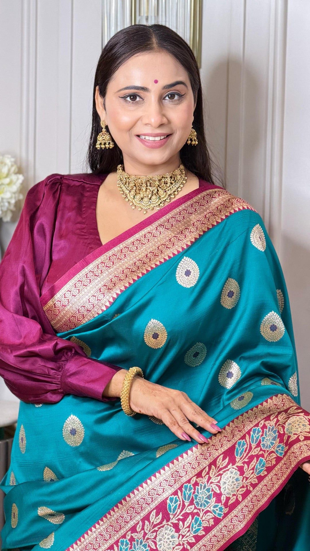 Luxurious banarasi silk saree with zari weaving work