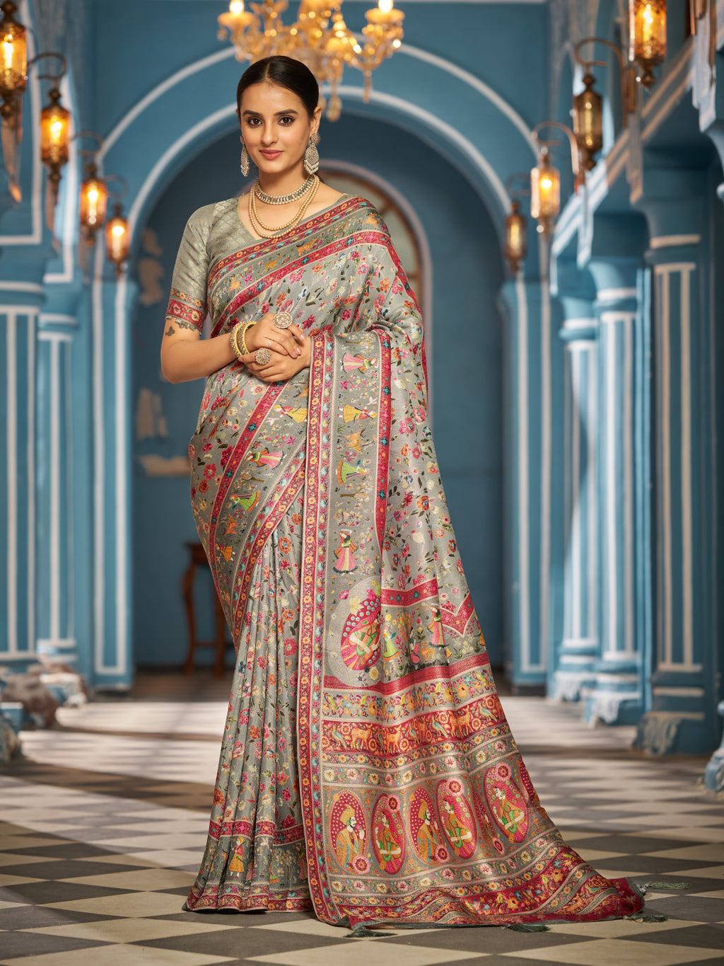 Exclusive pure pashmina silk saree with woven design