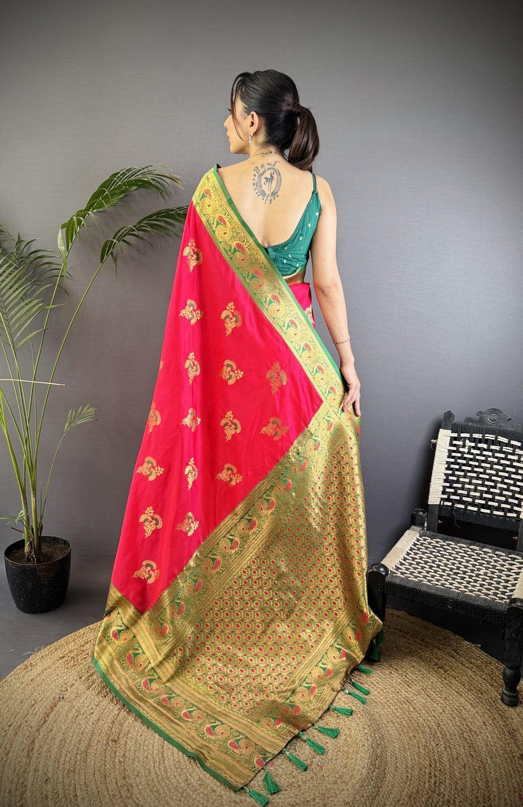 Traditional banarasi silk saree with zari weaving work