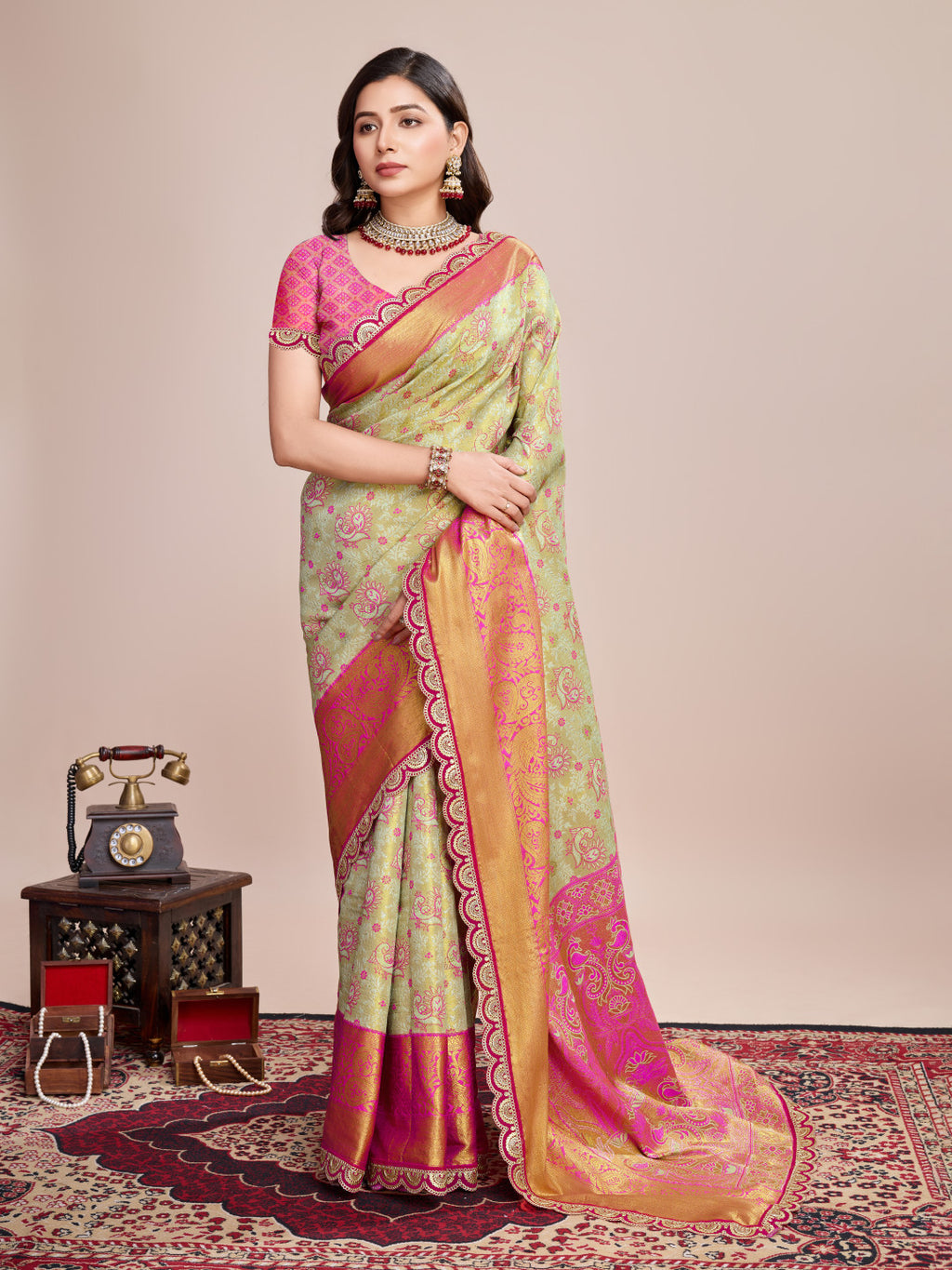 Kanjivaram silk saree with zari weaving work
