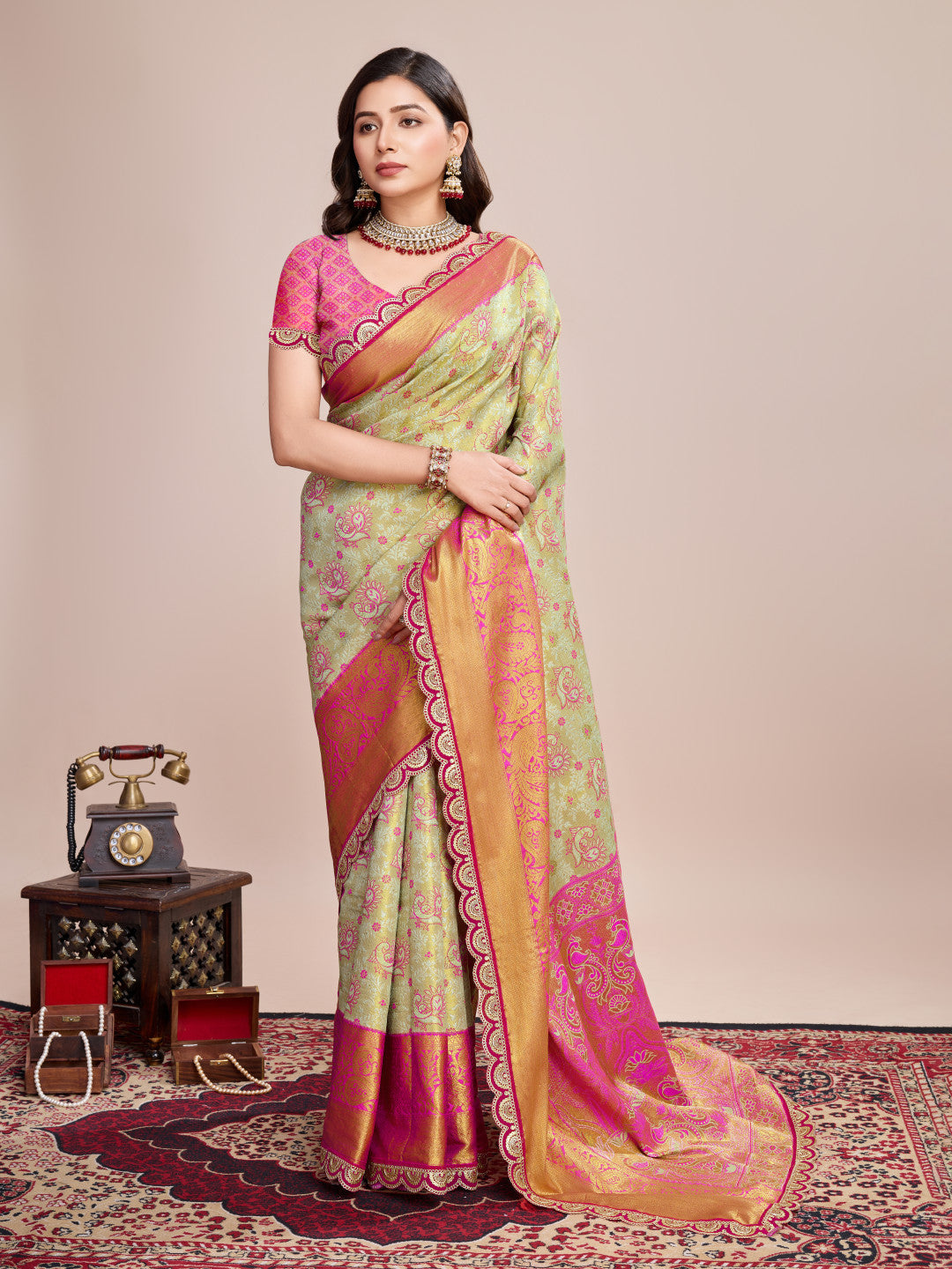 Kanjivaram silk saree with zari weaving work