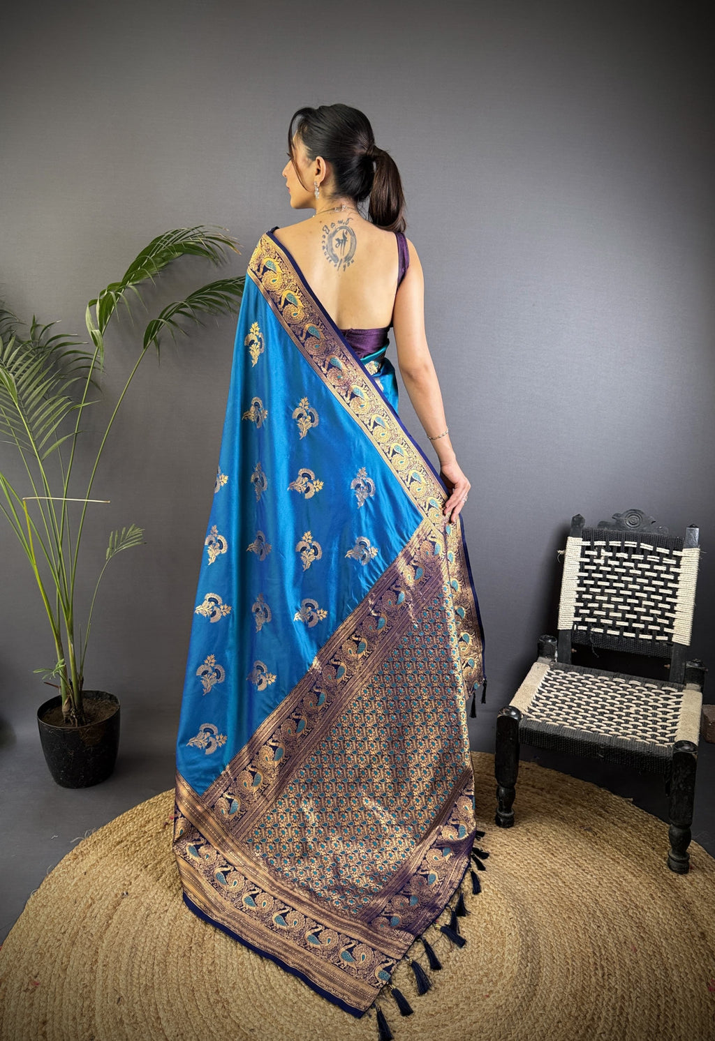 Traditional banarasi silk saree with zari weaving work