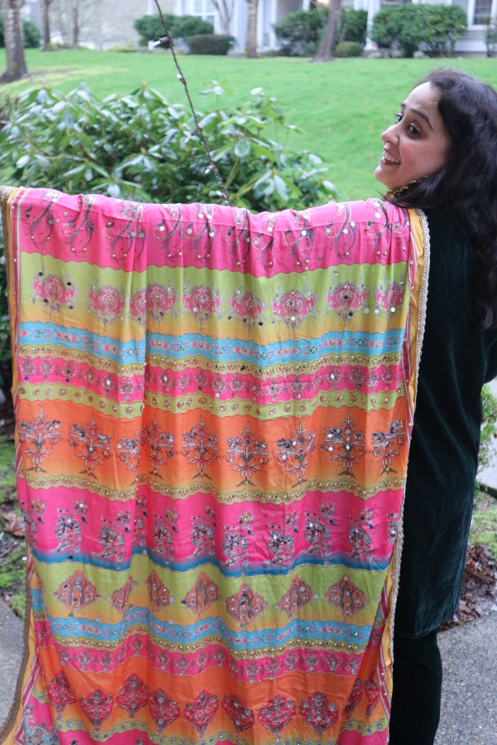The Nomad Canvas – Mirror Work Crepe Dupatta