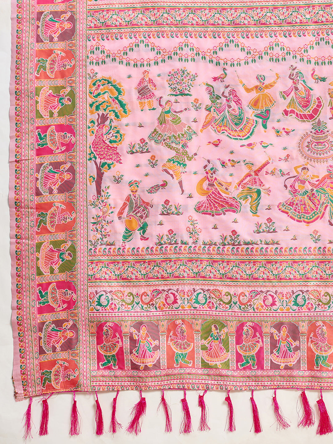 Pashmina silk saree with meenakari weaving work