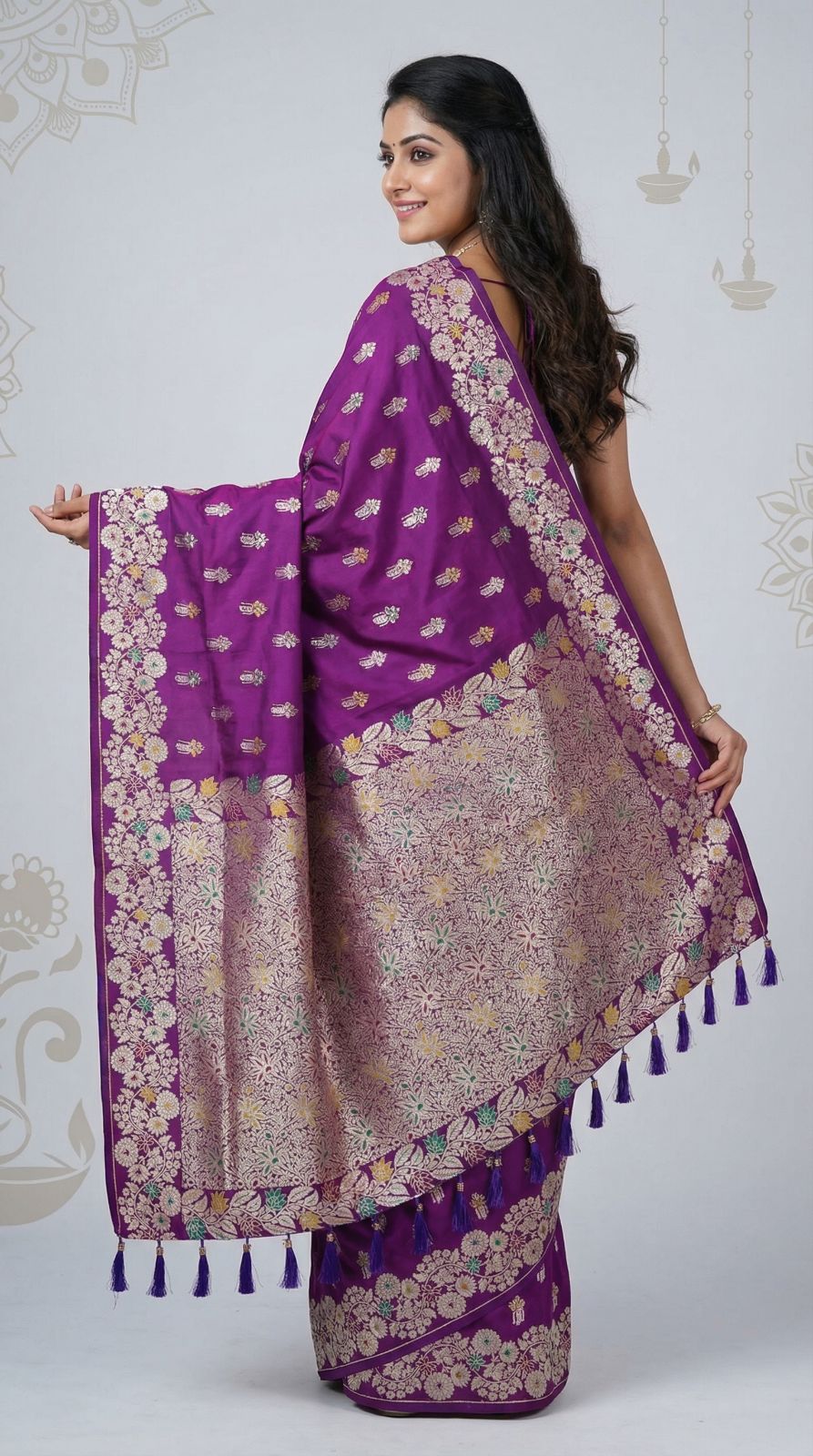 Premium banarasi silk saree with meenakari zari weaving work