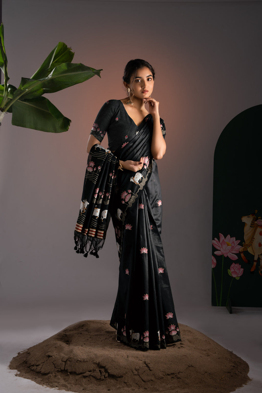 Soft Muga cotton saree with pichwai border weaving work