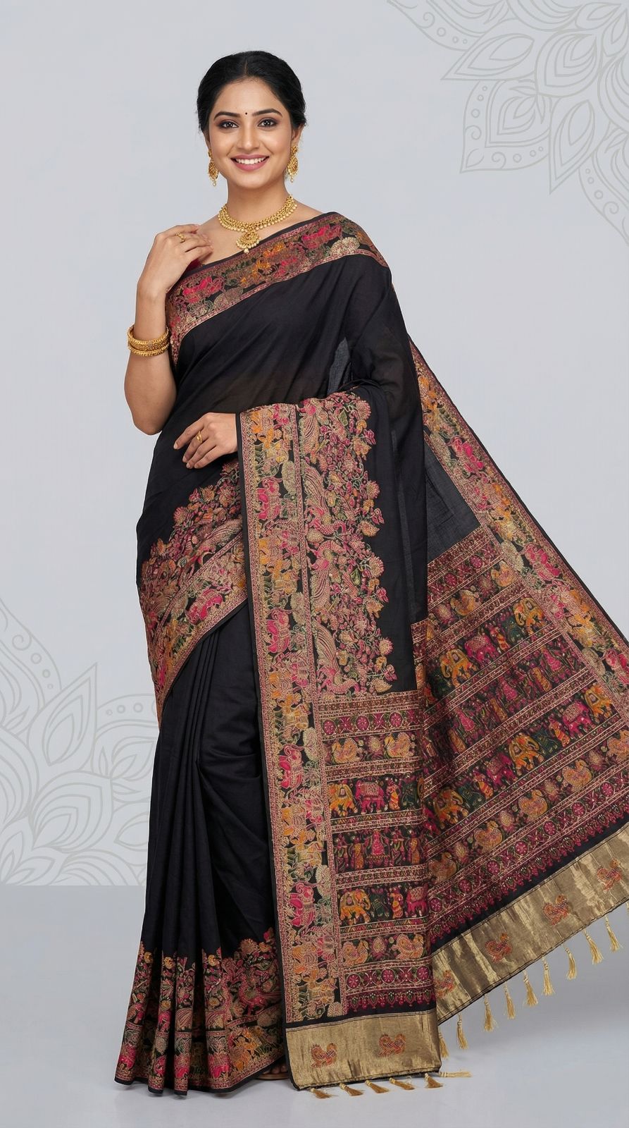Soft Rajwadi pashmina silk weaving saree with lagdi patta pallu