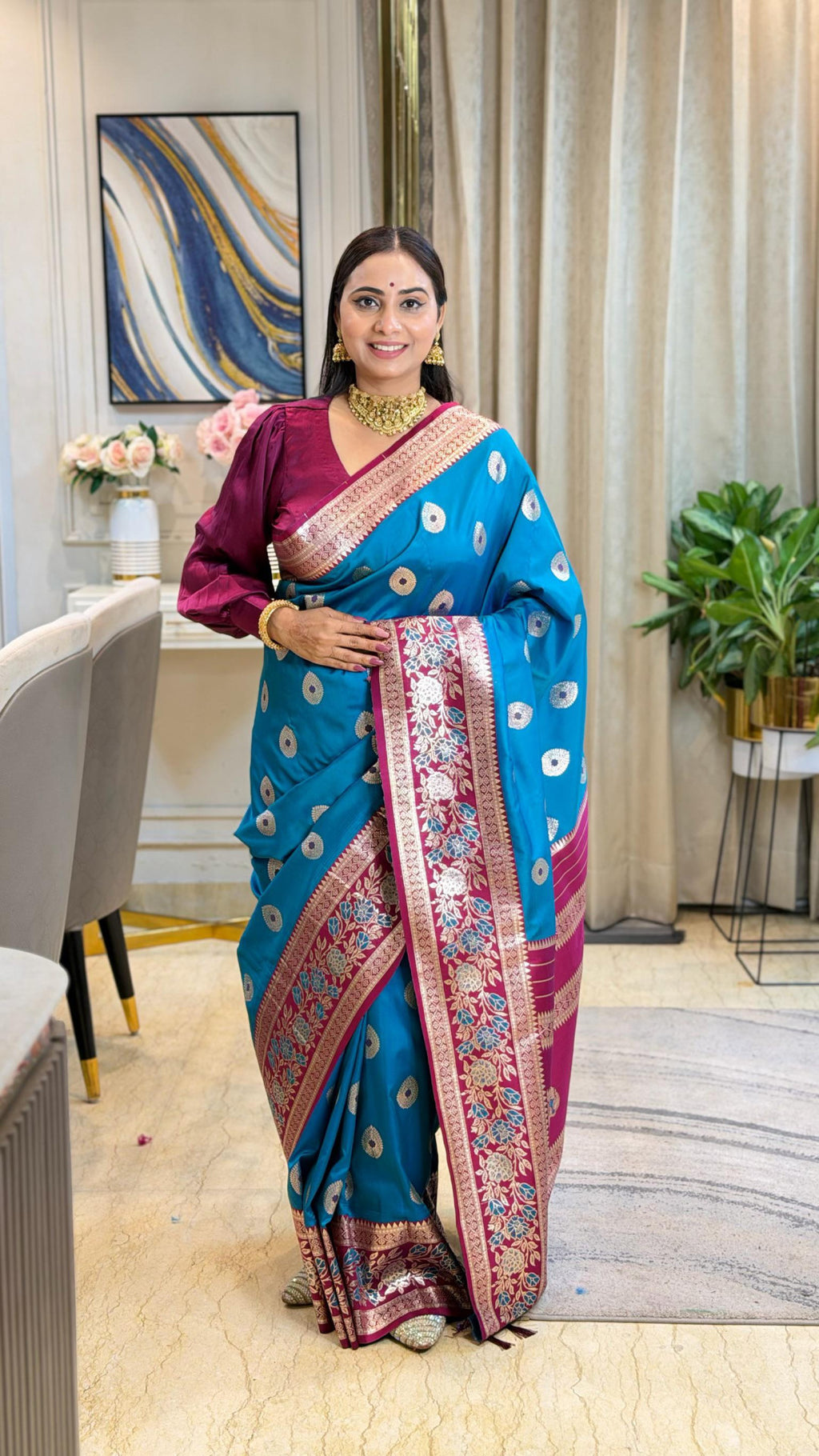 Luxurious banarasi silk saree with zari weaving work