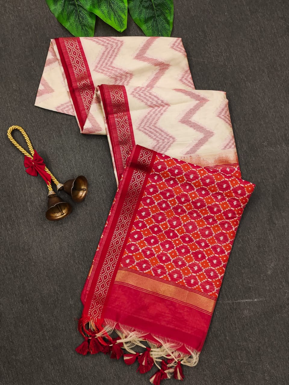 Tussar silk saree with zari woven work
