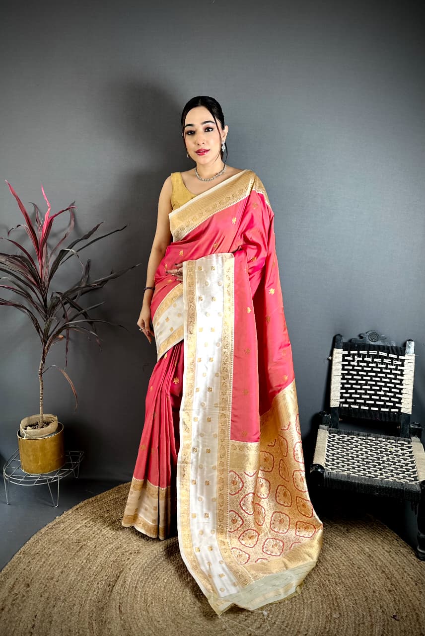soft banarasi silk saree with zari weaving work