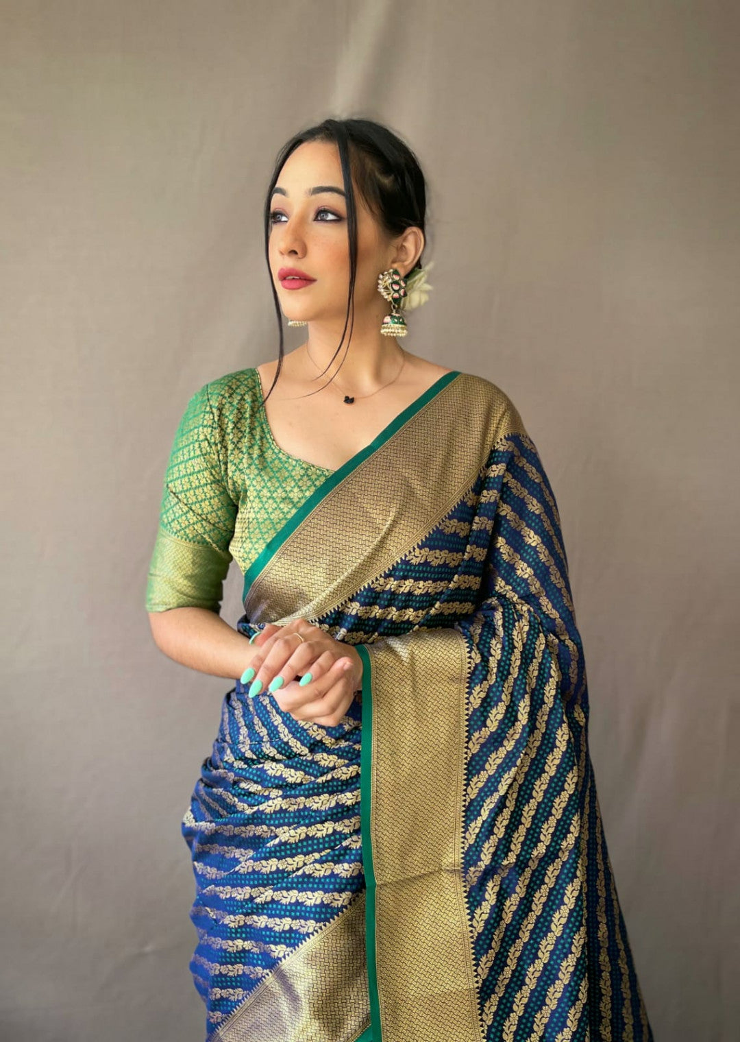 Kanchipuram silk saree with zari woven work